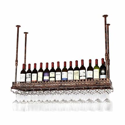 Fashion Creative Wine Cup Rack Upside Down Goblet Wrought Iron Hanger Stem Ware Holder J1116, PIBM, Bronze, 120 * 35cm