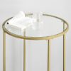 VASAGLE Round Side Table, Small Coffee Table, 2-Tier Tempered Glass End Table with Steel Frame, Bedside Table, with Open Storage Shelf, Modern St