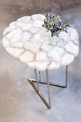 Gifts And Artefacts 54 x 54 Inches White Agate Stone Resin Art Conference Table Top Round Shape Marble Dining Table for Home Furniture Decor