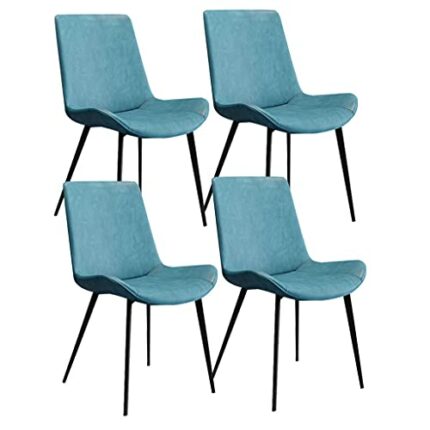 Kitchen Dining Room Furniture Chairs Dining Chairs Set Of 4, Kitchen Chairs with PU Cushion Seat Back, Modern Mid Century Living Room Side Chairs