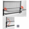 N/A Bathroom Towel Rack Foldable Towel Rail Aluminum 60cm Black Fixed Bath Towel Holder Folding Bath Shelves