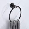 Stainless Steel Towel Ring, Black Matte Bathroom Kitchen Towel Holder, Bathroom Accessories Hanging Towel Hanger Round Towel Rack 6.49in/16.5cm