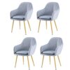dining chair Set Of 4 Soft Seat And Back Velvet Living Room Chairs Sturdy Metal Legs Kitchen Chairs Reception Chair (Color : Dark green)