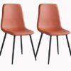 dining chair Kitchen Dining Room Furniture Chairs Set Of 2 Dining Chairs with Metal Feet and Backrest PU Leather, Waterproof Leisure Chairs for L