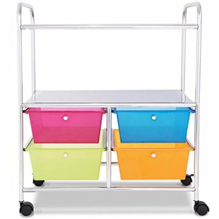 JYDQM 4 Multifunctional Drawers Rolling Storage Cart Rack Shelves Shelf Home Office Home Furniture