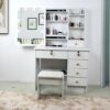 saicheng Vanity Desk with Mirror and Lights-3 Color and Brightness Adjustable, Vanity Set with Drawers and Chair, White Makeup Vanity Table for G