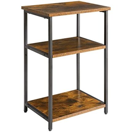 IBUYKE Industrial Side Table,End Table,Nightstand,3-Tier Storage Shelves,Steel Frame,for Hallway,Sofa,Living Room, Bedroom,Rustic Brown, 39 x 29