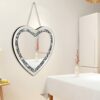 Aeveco Heart Shaped Silver Mirror for Wall Decoration with Crystal Crush Diamond, Dimention12x12x0.5 inch, Wall Hang Frameless Wall Mirror, Spark