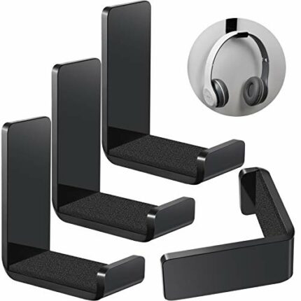 4 Pieces Headphone Hanger Headphone Hook Headset Holders Headphone Wall Mount with Adhesive Glues Headset Acrylic Holder Mount for General Purpos