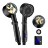 Turbo Shower Head with Temperature Display,High Pressure Shower Heads with 5 Spray Shower Modes and A Cleaning Mode,Universal Water Saving Shower