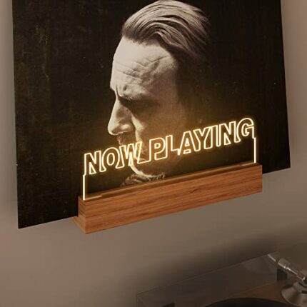 YuanDian Vinyl Wall Mount, Light up Now Playing Vinyl Record Stand Wall Mount, Now Spinning Wooden Acrylic Holder for Vinyl Album Display and Sto