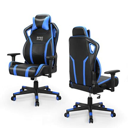 SpecStandard Tilt Tension Adjustable Gaming Chair - with Headrest Pillow, Desk Chair for Computer, Work, Gaming - Black/Blue