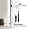 EMKE Bathroom Mirror with LED Lights, 500x700 MM Wall Mounted Shaver Socket Bathroom Mirrors with Extra Fuse, Dimmable Switch and Demister Pad, H