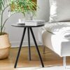 APRTAT Round Side Table,Coffee Table, Modern End Table for Your Living Room,Bedroom,Balcony, Easy Assemble (15.36x19.69inches, Black)
