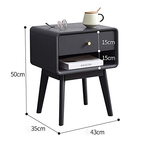 JYDQM Nordic All Solid Wood Bedroom Bedside Table Home Log Bed Simple Storage Cabinet Walnut Color