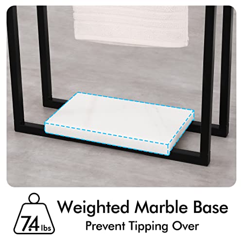 KES Towel Rail with Marble Base 2 Tier, Bathroom Towel Holder Free Standing Towel Rack Towel Stand Matte Black, BTH501-BK