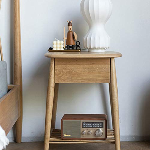LUKEO Fashion Nightstands White Oak Bedside Table Northern European Solid Wood Small Sized Cabinet Minimalist