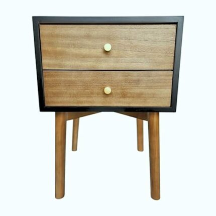 Valho Bedside Table Nordic Wood Nightstand Cabinet with 2 Drawers Side Table End Lamp Table Storage for Living Room Bedroom Furniture, Brown and