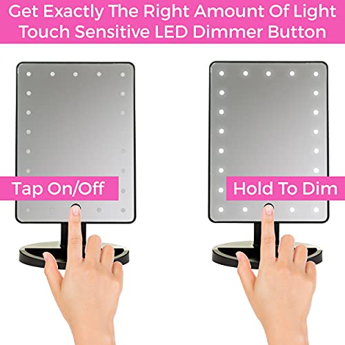 Absolutely Luvly Natural Daylight Lighted Makeup Mirror/Vanity Mirror with Touch Screen Dimming,Detachable 10X Magnification Spot Mirror