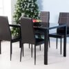 DINGZZ Dining Table Set 5 Piece Tempered Glass Table and 4pcs Faux Leather Dinning Chairs