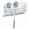 WENKO Turbo-Loc Wall Shelf with Shower Squeegee-Fixing Without Drilling, Steel, Silver Shiny, 13.5 x 24 x 27.5 cm