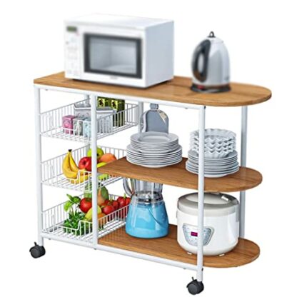 THYKL Kitchen Furniture Multi-layer Partition Multifunctional Storage cart With Wheeled Kitchen Trolley (Color : Argento, Size : 84cm*64cm)