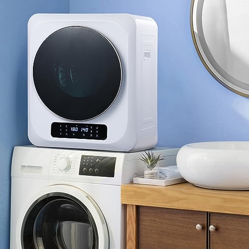 HTONVK Tumble Dryer for Clothes, 8.8 lbs Capacity Wall-Mounted Compact Laundry Dryer with LCD Display and Stainless Steel Drum, Electric Dryer Ma