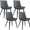 dining chair Kitchen Dining Room Furniture Chairs Set Of 4 Dining Chairs Kitchen Chair Modern Frosted Leather Metal Non-Slip Feet For Suitable Si