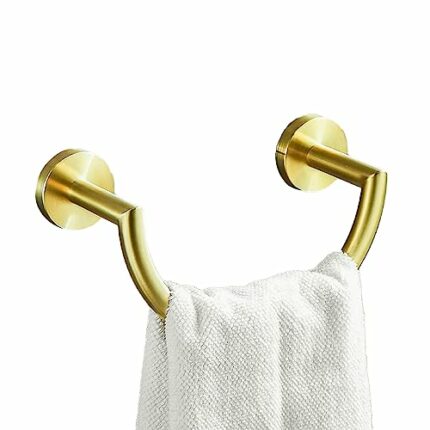 BigBig Home Gold Towel Holder, Bathroom Towel Ring Stainless Steel, Brushed Gold Hand Towel Racks Wall Mounted