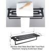 HIGOH Towel Racks,Bathroom Towel Rack Wall Mounted Towel Holder,Fashion Stainless Steel Towel Rack,Matte Bathroom Towel Double Shelf,Bathroom Har