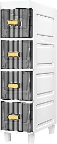 OPSREY Narrow Bathroom Floor Cabinet with 3/4/5/6 Drawer, Tall Slim Vertical Storage Unit Cabinet Thickened Plastic Bathroom Tall Cabinet Organiz