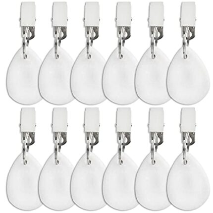 DEAYOU 12 PCS Tablecloth Weights, Marble Stone Table Cloth Weights Indoor Outdoor, Teardrop Heavy Table Cover Holder Hanger with Metal Clip for P