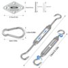 Covlongyu Awning Attachment Set, M5 Heavy Duty Sun Shade Sail Stainless Steel Hardware Kit Rectangle Triangle and Square, Sunshade Hook, Garden/O