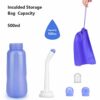2 Pack Portable Bidet Sprayer Peri Bottle, Number-one Travel Bidet Bottle 500ml 17oz Personal Hygiene Care Toilet Bidet Shower with 2 Nozzles, Du