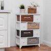 Ruication Bedside Table Storage Cabinets Wicker Woven Baskets Organiser Large Chest of Drawer Side Cupboard Unit Nightstand Fully Assembled for B