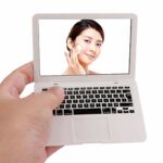 Xiton 1PC Laptop Shaped Makeup Mirror Mini Pocket Mirror Portable Compact Makeup Mirror Cosmetic Beauty Tool For Travel Use(White)