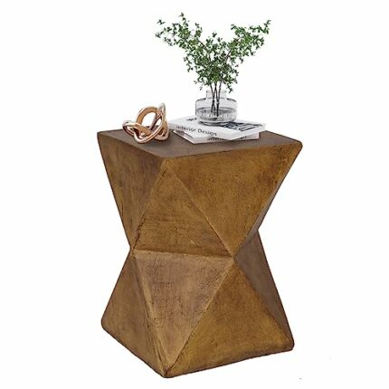 FATIVO Concrete Art Side Table Lightweight: Modern Accent Table 31x31x45cm Brown Bedside Sofa Sides Tables Sitting Chair End Table for Living Roo