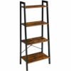 IBUYKE Ladder Shelf, Bookshelf, 4-Tier Storage Organiser Shelves, Shelving Unit, Plant Stand, Living Room Bookcases, Industrial Bookshelf, for Be