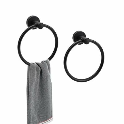 TOPZEA 2Pcs Towel Ring Hand Towel Holder 304 Stainless Steel Towel Racks Wall Mount Simple Round Towel Hanger for Bathroom Kitchen Storage, Matte