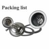 Sink Collection Stainless Steel Kitchen Sink Basket Strainer Plug Waste with Square Overflow 1½" (Medium)