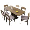 Dining Table, Solid Wood Dining Table and Chair Combination of 9 Pieces Square Dining Set Kitchen Furniture 160 x 90 x 76 cm, 1 Table 6 Chairs