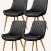 dining chair Kitchen Dining Room Furniture Chairs Dining Chairs Set Of 4 Metal Feet Comfortable Cushions And Backrest Leather Chairs For Dining R