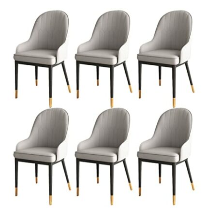 Kitchen Dining Room Furniture Chairs Kitchen Dining Chairs Set Of 6 Modern High Back Soft Seat PU Leather Living Room Chairs with Metal Legs Loun