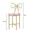 Pink Vanity Chair - Girls Best Gift Dressing Table Stool Velvet Vanity Table Chair with Lovely Bowknot High Backrest Comfortable Makeup Chair for