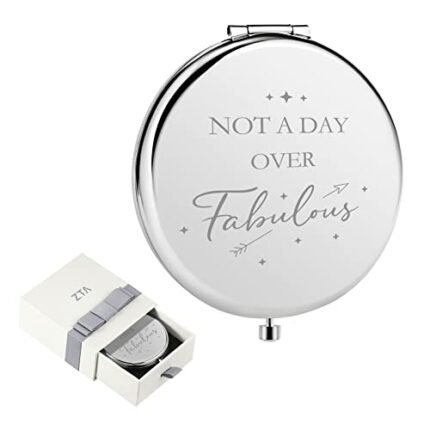 ZTA Engraved Makeup Compact Mirror Funny Birthday Gifts for Women - Not a Day Over Fabulous Birthday Gifts for Friends Female, Best Friend Birthd