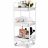 KINGRACK 3-Tier Rolling Storage Trolley, Kitchen Cart with Wheels, Organization Cart for Utilization, Shelving Unit, Storage Rack, Fruit & Vegeta