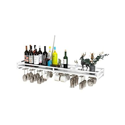Wall Mounted Wine Rack, Modern Metal Hanging Wine Bottle Holder Shelf, Wine Glass Rack, Shelves Display Rack With Holder Storage, Multipurpose Wi