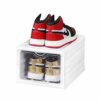 Calogy Stackable Shoes Storage Boxes, Shoe Box Organiser, Clear Plastic Stacking Rack, Cabinet Containers, Easy Assemble, Sturdy, Fits for All Ki