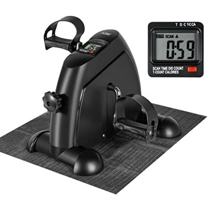 AGM Mini Bike, Mini Exercise Bike Leg Machine Digital Under Desk Bike Foot Cycle Arm & Leg Pedal Machine with LCD Screen Display, Non-Slip Mat In