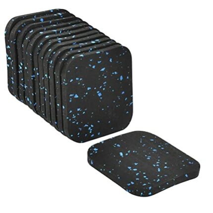 12Pcs Treadmill Shock Absorbing Mat,Home Anti-Vibrasion Sound Insulation Thickened Floor Pad for Treadmill (Black+Blue) Treadmill mat for Carpet